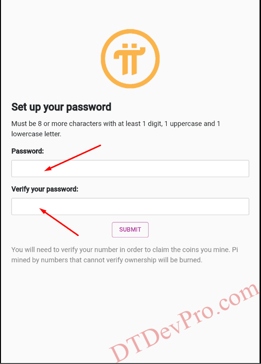 Nhập mật khẩu để đăng ký tài khoản